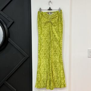 Urban Outfitters Chartreuse Apolonia Velvet Pull On Flare Pants